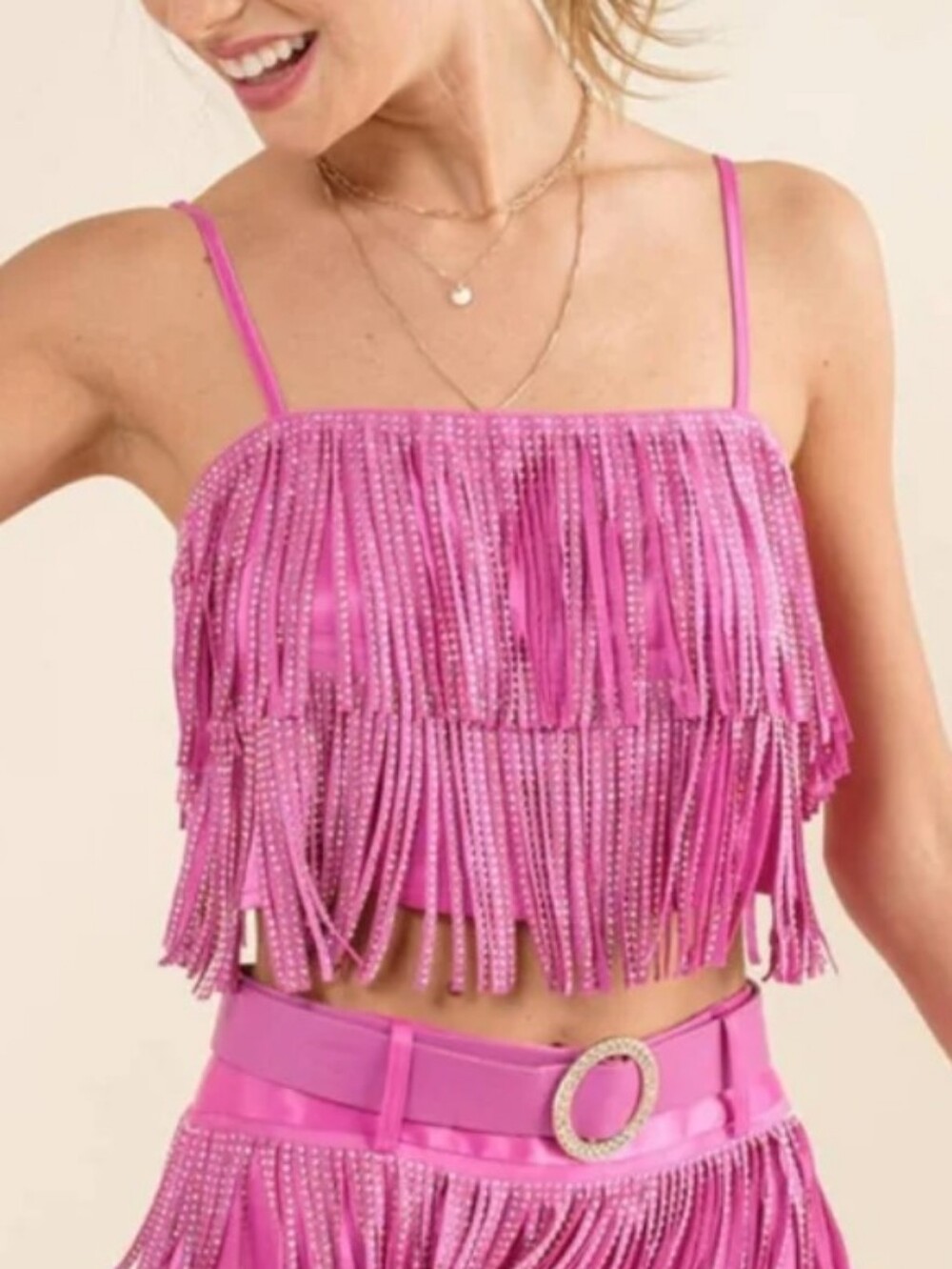 Western Country Festival Party Club Blue B. Hot Pink Fringe Rhinestone Barbie